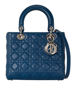 Medium Lady Dior, Leather, Blue, 15-BO-1104, 3*